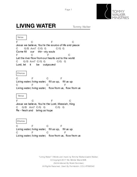 Living Water Chords PDF (Tommy Walker) - PraiseCharts