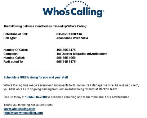 Missed Call Notification | Who's Calling®