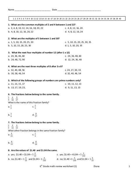 6th Grade Math Questions