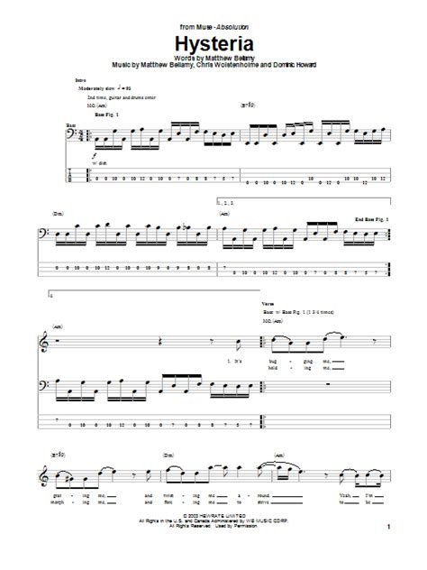 Hysteria by Muse - Bass Tab - Guitar Instructor