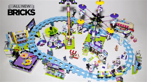 Lego Friends Amusement Park - Roller Coaster Bumper Cars Hot Dog Van Space Ride Arcade - Speed ...