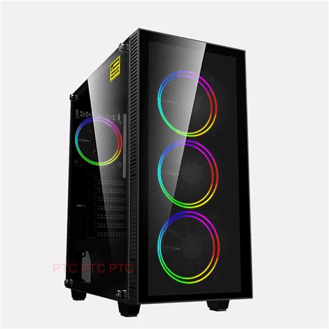 Mid Tower gaming case Draco ATX mATX ITX Computer PC two Tempered Glass ...
