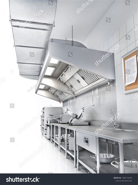 Industrial Kitchen Restaurant Kitchen On White Stock Illustration ...