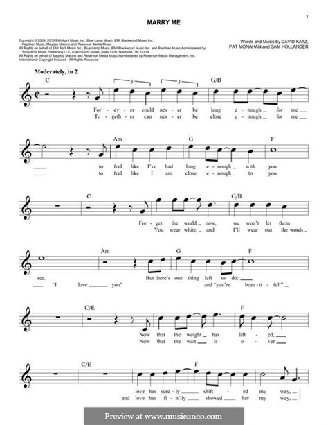 Marry Me (Train) by P. Monahan - sheet music on MusicaNeo