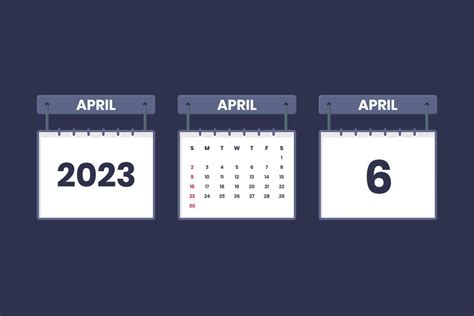 6 April 2023 calendar icon for schedule, appointment, important date ...