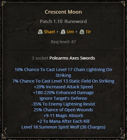 D2R Crescent Moon Runeword