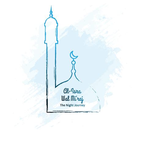 hand drawn mosque for Isra Mi'raj vector illustration with grunge ...