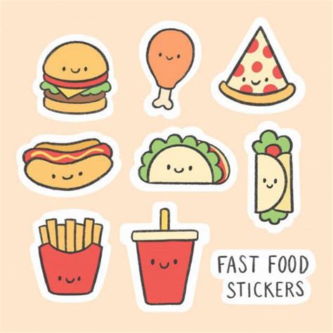 Jual stiker makanan lucu/stiker jajan/stiker cemilan/fast food stickers | Shopee Indonesia