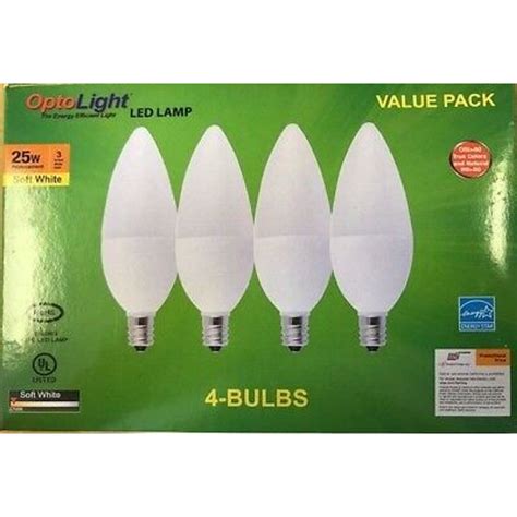 OptoLight Pack of 4 CAN3WF LED 3W 2700K Soft White Light Bulbs 25 Watt