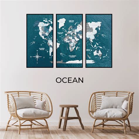 3D Wooden Triptych World Map Cruise from Enjoy The Wood