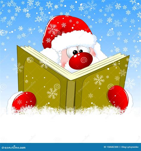 Santa is reading a book stock vector. Illustration of merry - 158682300