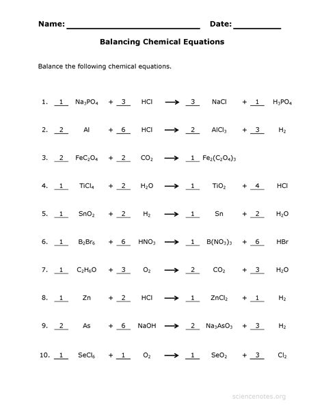 Class 10 Chemistry Worksheet on Chapter 1 Chemical Reactions and ... - Worksheets Library