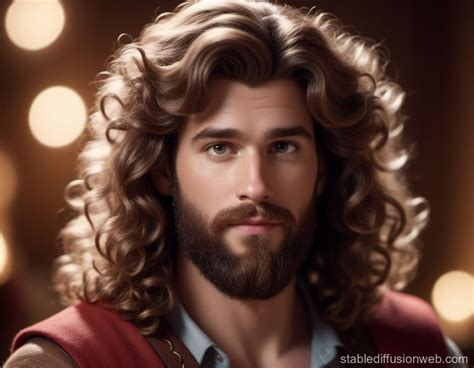 White Disney Character with Long Curly Hair and Beard | Stable ...