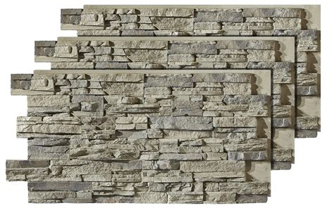 Buy AZ FAUX Sedona Faux Stone Wall Panels- Slate Gray 3-Pack 24” High X ...