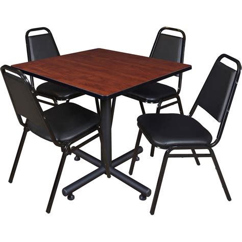 Kobe 36" Square Breakroom Table, Multiple Colors and 4 Black Restaurant Stack Chairs - Walmart ...