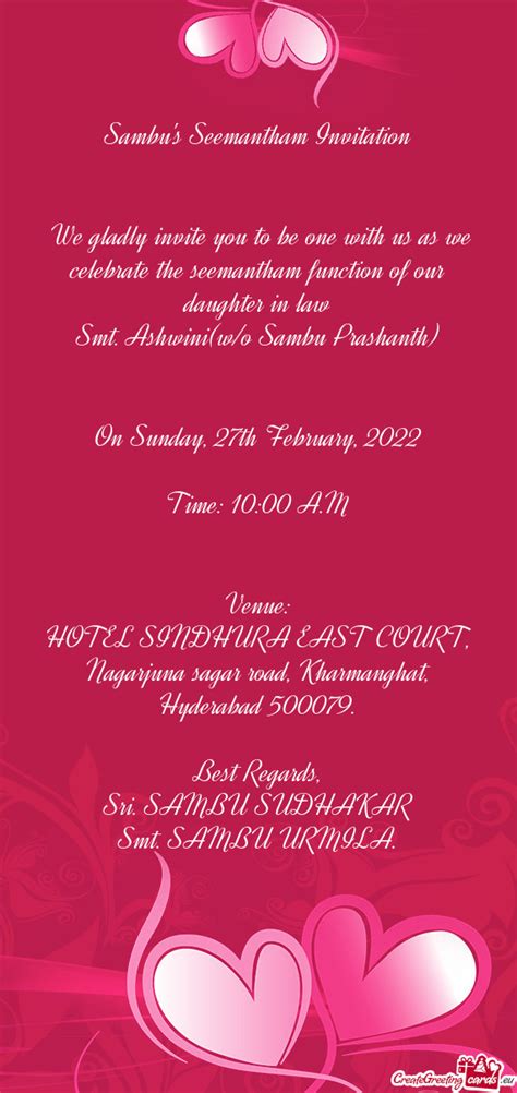 Sambu's Seemantham Invitation - Free cards