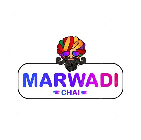 Premium Vector | Marwadi chai monogram with rajasthani face illustration