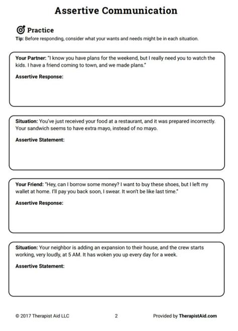 Worksheet: Assertive Communication 2 | Assertive communication ...