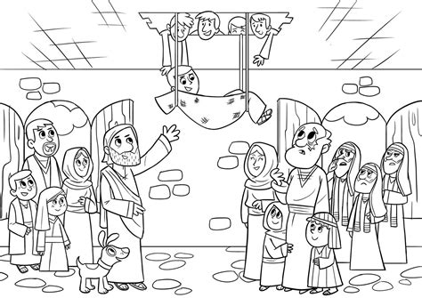 Jesus Heals A Paralyzed Man Coloring Page - AuroraropFoley