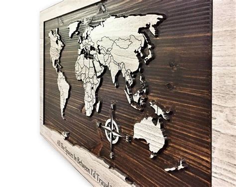 3D Wooden World Map by Enjoy The Wood 5th Anniversary Gift For | Etsy in 2020 | World map decor ...