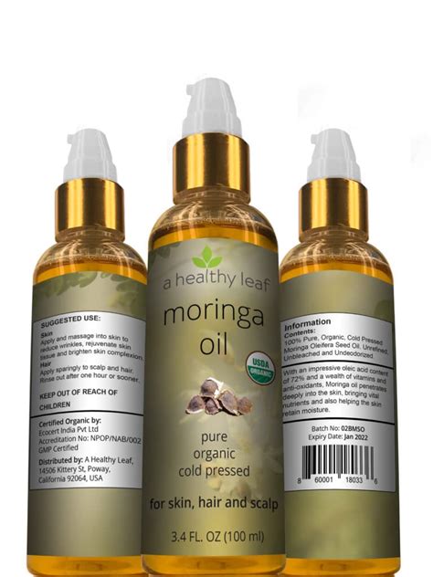 Moringa Oil: USDA Certified Organic Moringa Oleifera Seed Oil