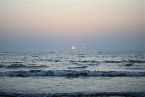 Sunset in Sea at Juhu Beach in Mumbai India Stock Image - Image of ...