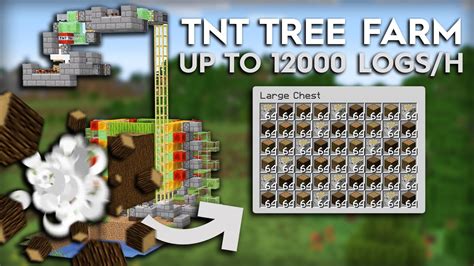 Minecraft TNT Tree Farm - Fully Automatic - Oak, Birch, Spruce, Jungle logs - Tutorial 1.20 ...