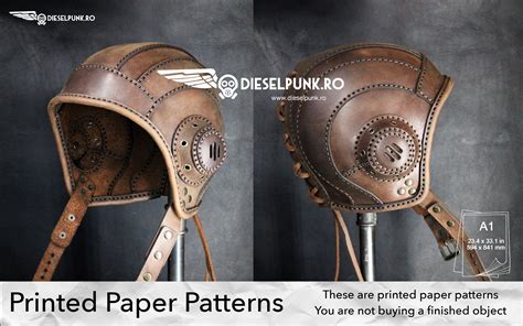 Aviator Cap Pattern - PAPER Pattern - Aviator Hat Leather Template