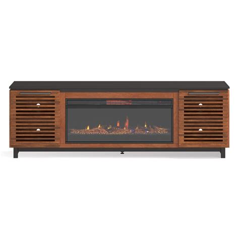 Mid Century Modern Fully Assembled TV Stand with Electric Fireplace In ...