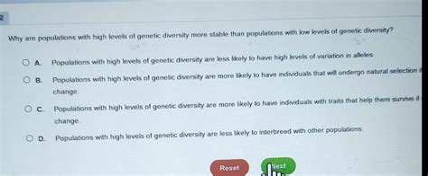 [ANSWERED] 2 Why are populations with high levels of genetic di... - Biology