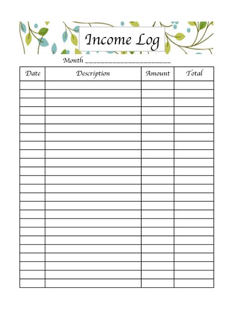 Income Tracker Printable - Printable Word Searches