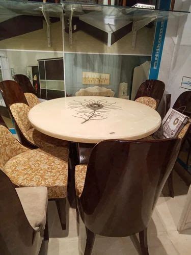Marble Wooden Round Dining Tables Set, 6 Seater at Rs 135000/set in New ...