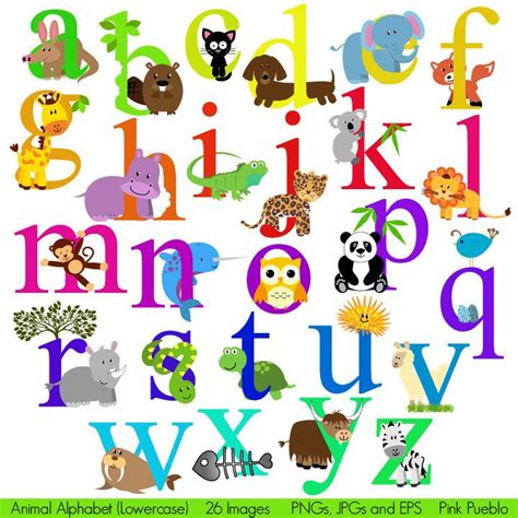 Animal Alphabet Font With Safari Jungle Zoo Animals - Etsy | Alphabet de police de caractères ...