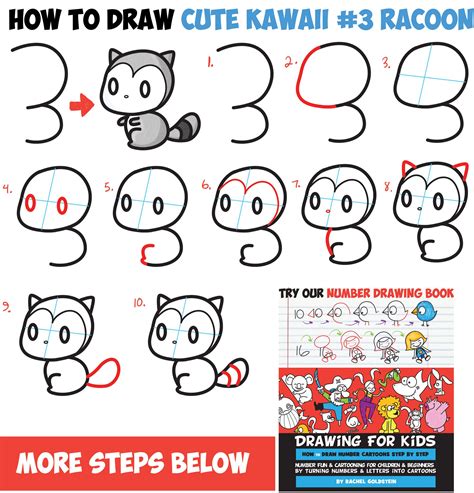 How to Draw Cute Chibi / Kawaii Characters with Number 3 Shapes - Easy ...