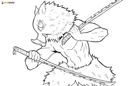 Inosuke with two Swords Coloring Page - Free Printable Coloring Pages