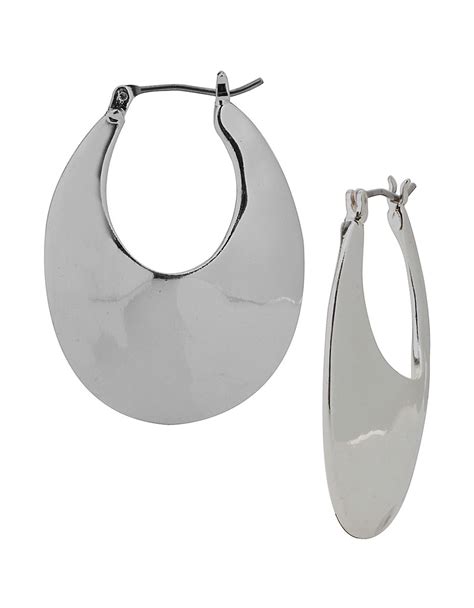 Robert Lee Morris Soho Silver-Tone Hammered Oval Hoop Earrings in ...