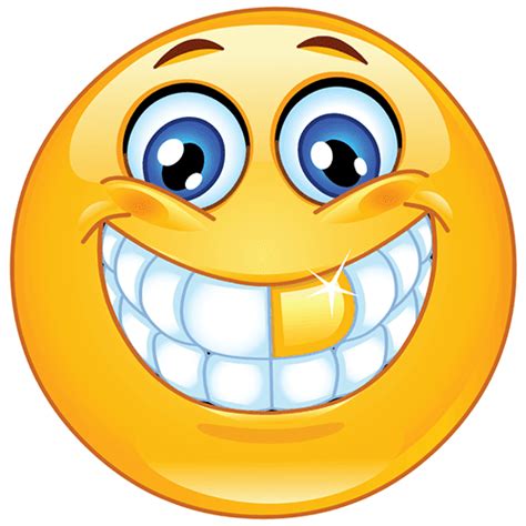 Smiley with a Golden Tooth | Funny emoticons, Funny emoji, Funny emoji faces