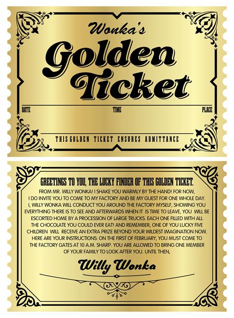 Wonka Golden Ticket Printable Template