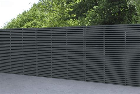 1.8m x 1.8m Grey Painted Contemporary Double Slatted Fence Panel - Forest Garden