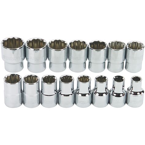 Stanley 1/2-Inch Drive 12-Point Professional Grade Metric Socket Set, 15-Piece