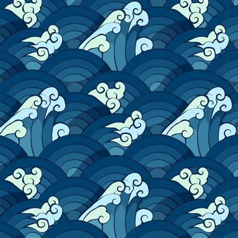 Free Vector | Hand drawn japanese wave pattern set