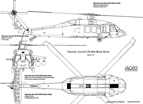 Sikorsky UH-60 Black Hawk Blueprint - Download free blueprint for 3D ...