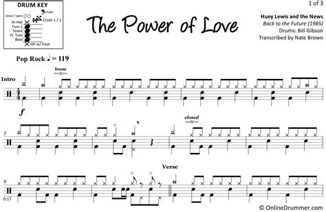 The Power of Love - Huey Lewis and the News - Drum Sheet Music | OnlineDrummer.com