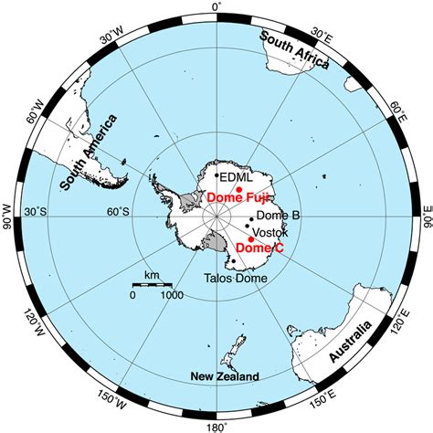 Map of ice core sites cited in this study and locations of the ...