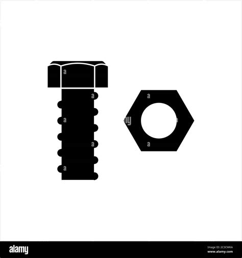 Nut And Bolt Icon, Hex Nut Vector Art Illustration Stock Vector Image ...