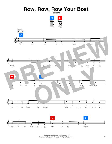 Row, Row, Row Your Boat Sheet Music | Traditional | UkeBuddy