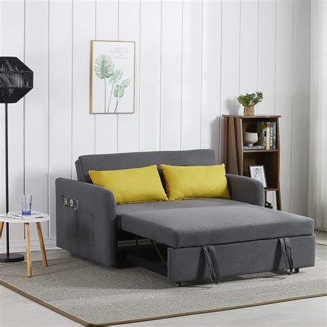 3 in 1 Convertible Sofa Bed,Modern Sleeper Couch with 2 Pillows and ...