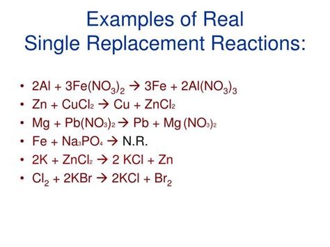 Single Replacement Reaction Chemical Equation - Tessshebaylo