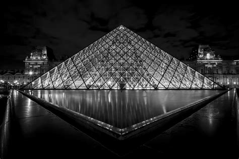 The Louvre At Night In Black And White Photograph by Sven Brogren