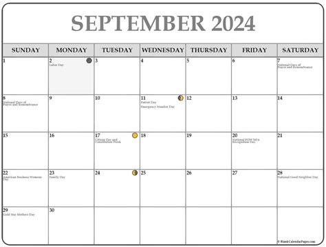 September 2024 Lunar Calendar | Moon Phase Calendar